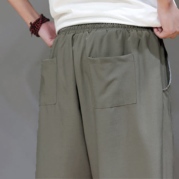 Buddha Stones Pantaloni corti da uomo estivi casual minimalisti con coulisse, tinta unita e tasca - image 10