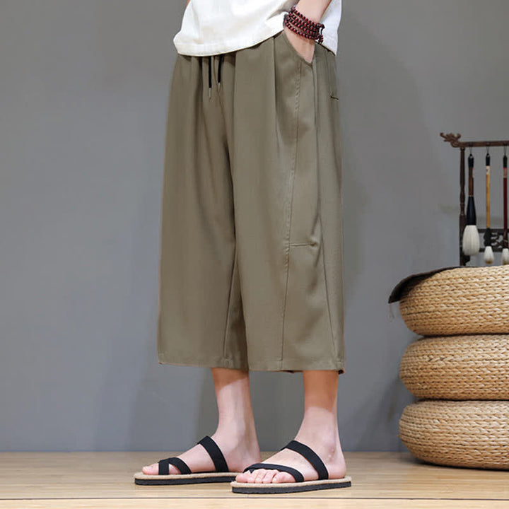 Buddha Stones Pantaloni corti da uomo estivi casual minimalisti con coulisse, tinta unita e tasca - image 28