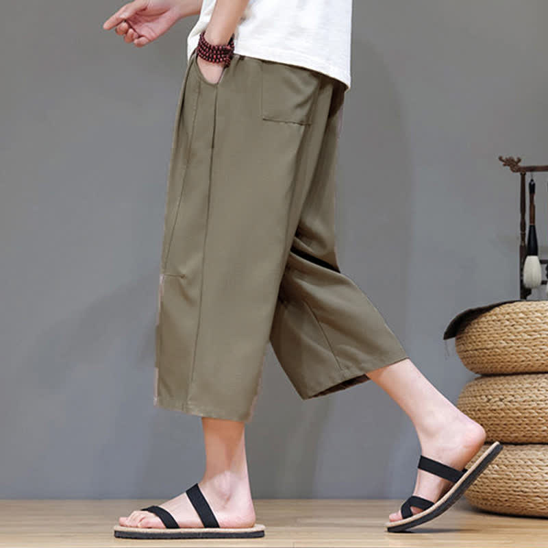 Buddha Stones Pantaloni corti da uomo estivi casual minimalisti con coulisse, tinta unita e tasca - image 27