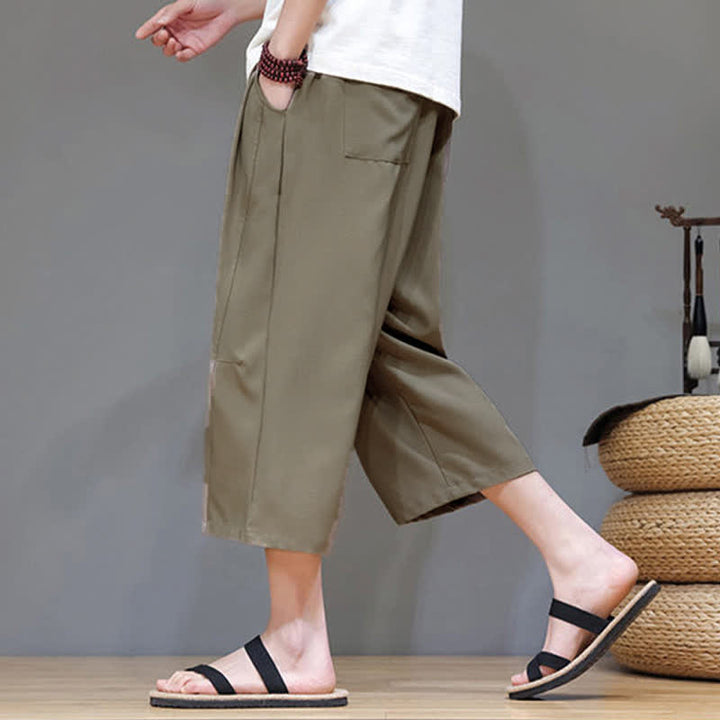 Buddha Stones Pantaloni corti da uomo estivi casual minimalisti con coulisse, tinta unita e tasca - image 27