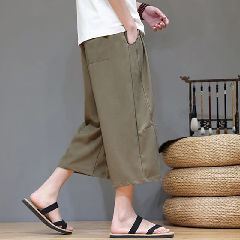 Buddha Stones Pantaloni corti da uomo estivi casual minimalisti con coulisse, tinta unita e tasca - image 26
