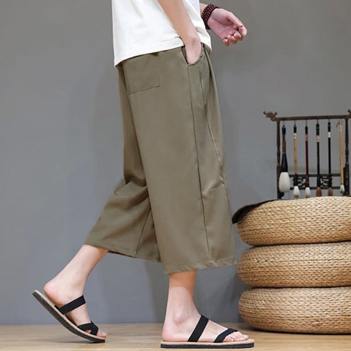 Buddha Stones Pantaloni corti da uomo estivi casual minimalisti con coulisse, tinta unita e tasca - image 26