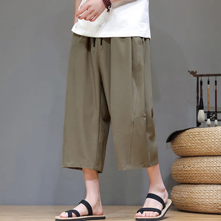 Buddha Stones Pantaloni corti da uomo estivi casual minimalisti con coulisse, tinta unita e tasca - image 23