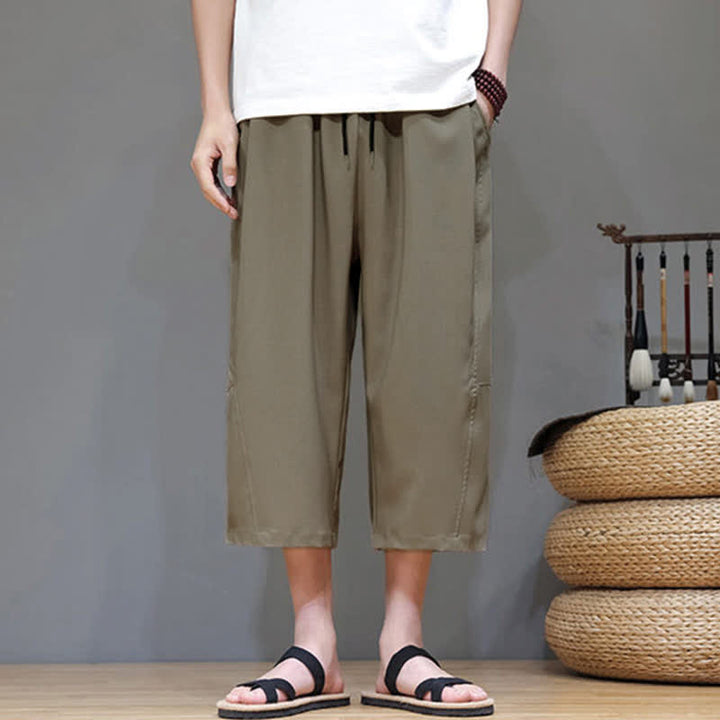 Buddha Stones Pantaloni corti da uomo estivi casual minimalisti con coulisse, tinta unita e tasca - image 22