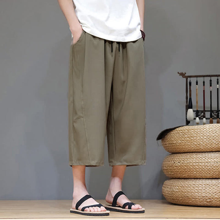 Buddha Stones Pantaloni corti da uomo estivi casual minimalisti con coulisse, tinta unita e tasca - image 24