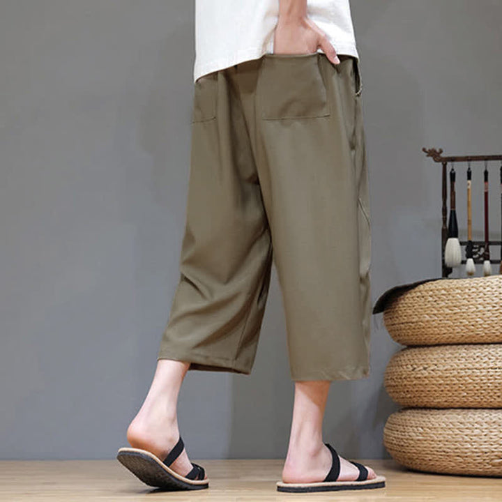 Buddha Stones Pantaloni corti da uomo estivi casual minimalisti con coulisse, tinta unita e tasca - image 25