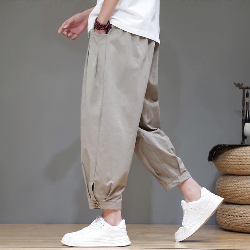 Buddha Stones Pantaloni corti da uomo estivi casual minimalisti con coulisse, tinta unita e tasca - image 2