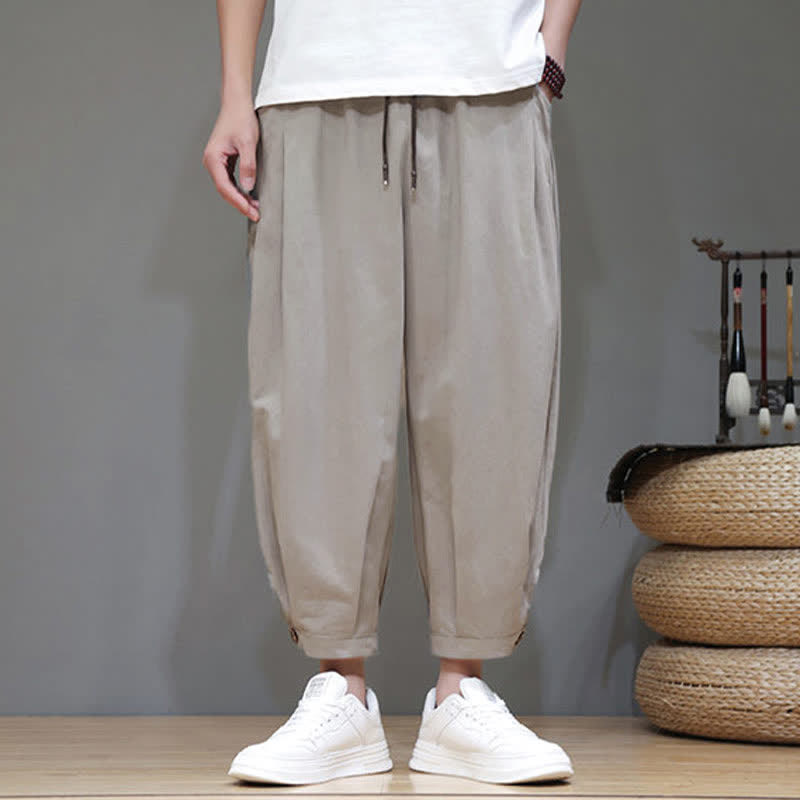 Buddha Stones Pantaloni corti da uomo estivi casual minimalisti con coulisse, tinta unita e tasca - image 1