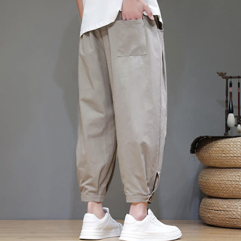 Buddha Stones Pantaloni corti da uomo estivi casual minimalisti con coulisse, tinta unita e tasca - image 3