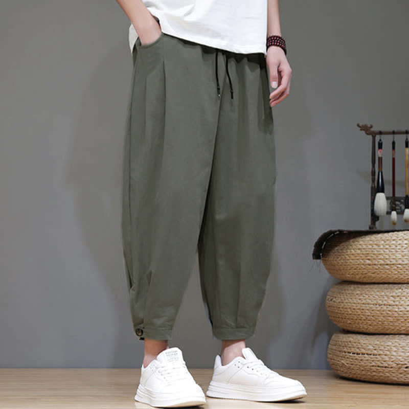 Buddha Stones Pantaloni corti da uomo estivi casual minimalisti con coulisse, tinta unita e tasca - image 13