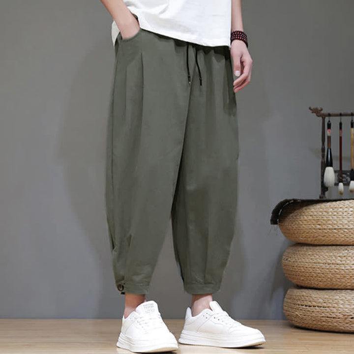 Buddha Stones Pantaloni corti da uomo estivi casual minimalisti con coulisse, tinta unita e tasca - image 13
