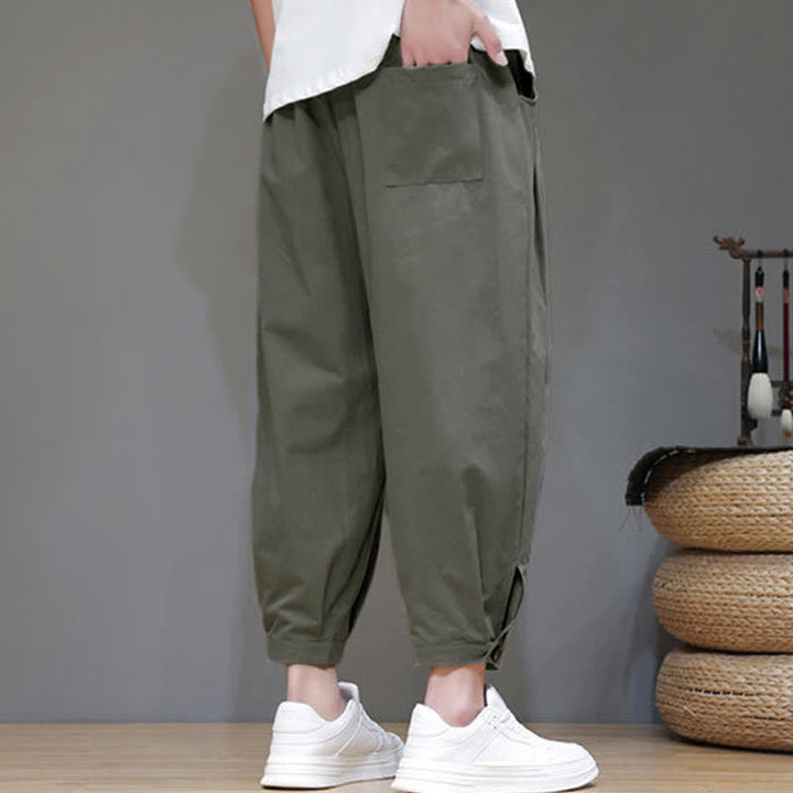 Buddha Stones Pantaloni corti da uomo estivi casual minimalisti con coulisse, tinta unita e tasca - image 16