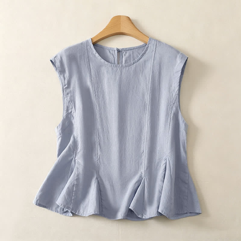 Buddha Stones Canotta estiva casual ed elegante da donna, senza maniche. - Blu acciaio chiaro - US8-10, UK/AU12-14, EU40-42 (2XL) - image 0