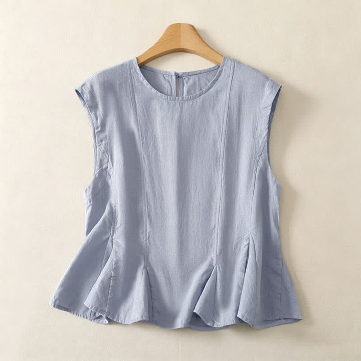 Buddha Stones Canotta estiva casual ed elegante da donna, senza maniche. - Blu acciaio chiaro - US8-10, UK/AU12-14, EU40-42 (2XL) - image 0