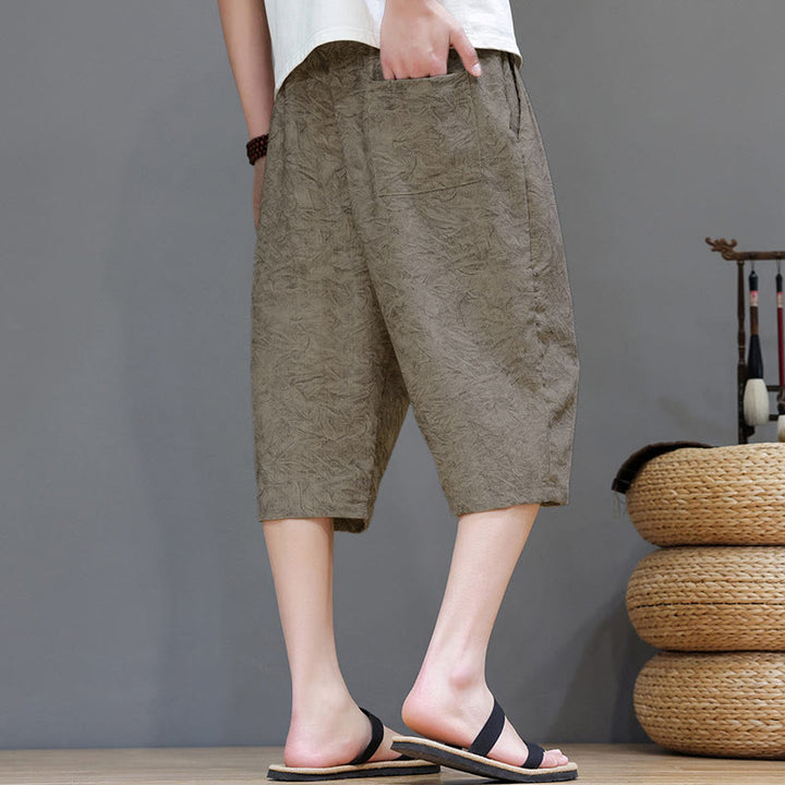 Buddha Stones Pantaloncini da uomo estivi casual in stile boho con coulisse e stampa astratta, con tasca. - image 4