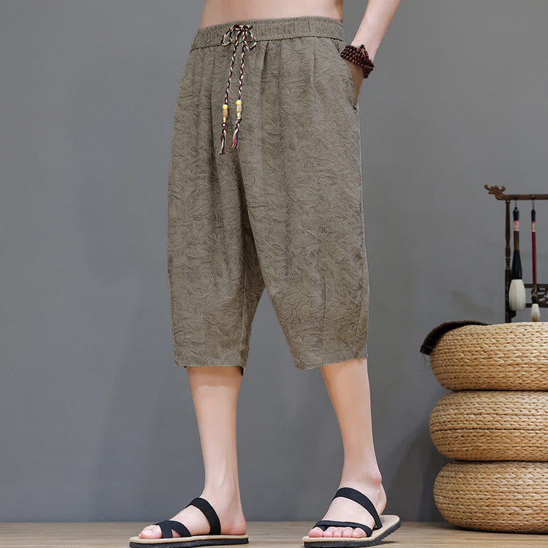 Buddha Stones Pantaloncini da uomo estivi casual in stile boho con coulisse e stampa astratta, con tasca. - image 1