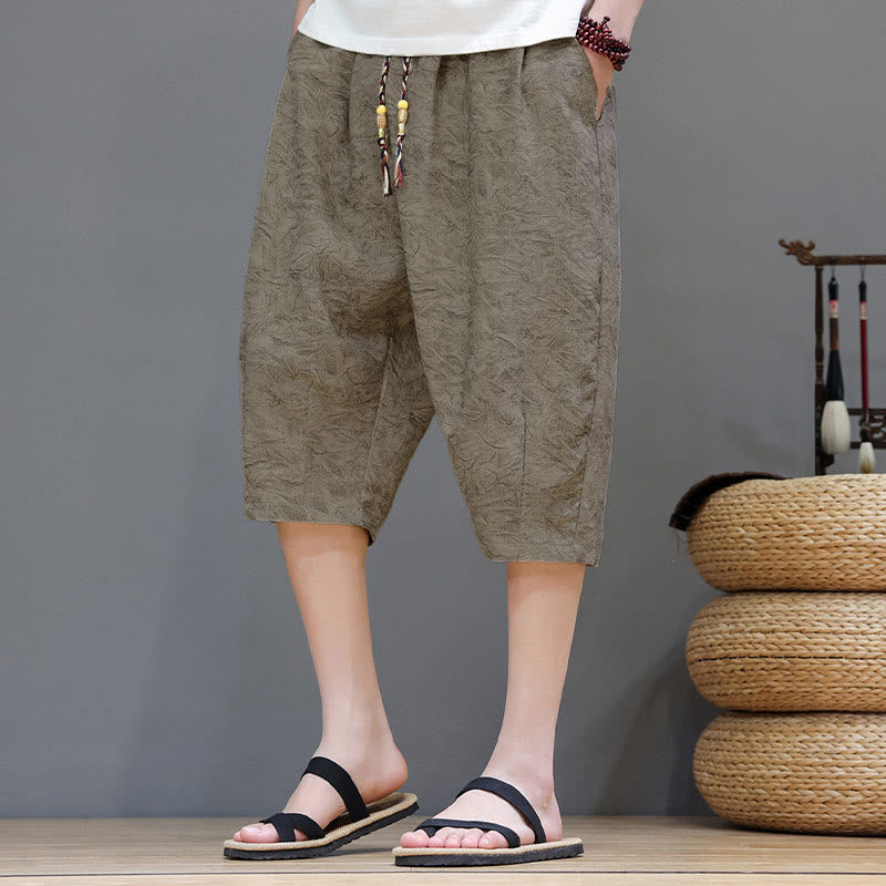 Buddha Stones Pantaloncini da uomo estivi casual in stile boho con coulisse e stampa astratta, con tasca. - image 2