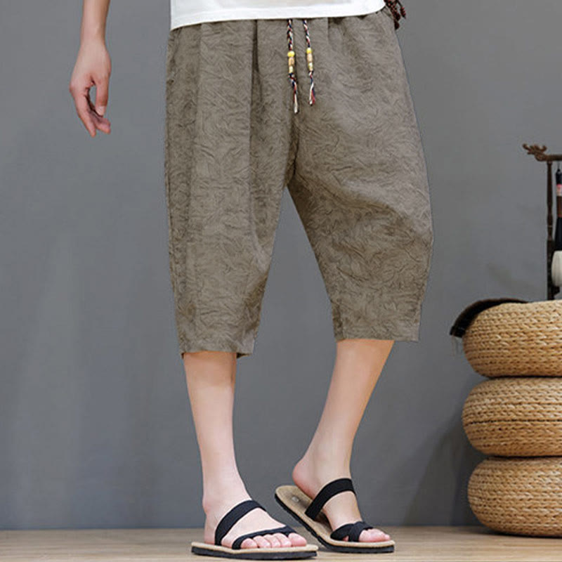 Buddha Stones Pantaloncini da uomo estivi casual in stile boho con coulisse e stampa astratta, con tasca. - image 5