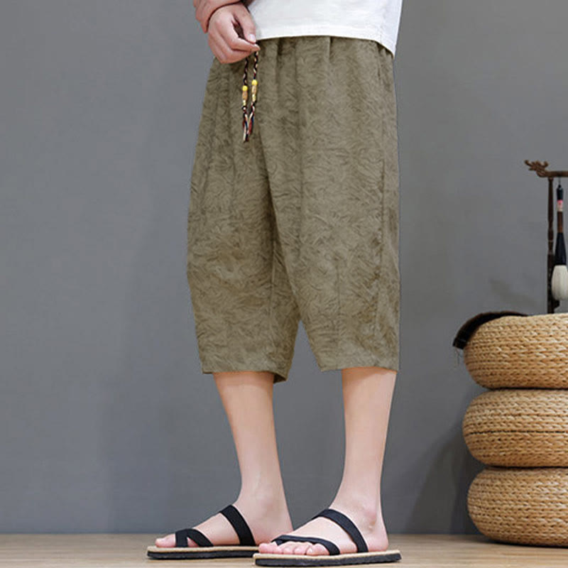 Buddha Stones Pantaloncini da uomo estivi casual in stile boho con coulisse e stampa astratta, con tasca. - image 6