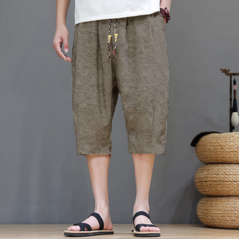 Buddha Stones Pantaloncini da uomo estivi casual in stile boho con coulisse e stampa astratta, con tasca. - image 3