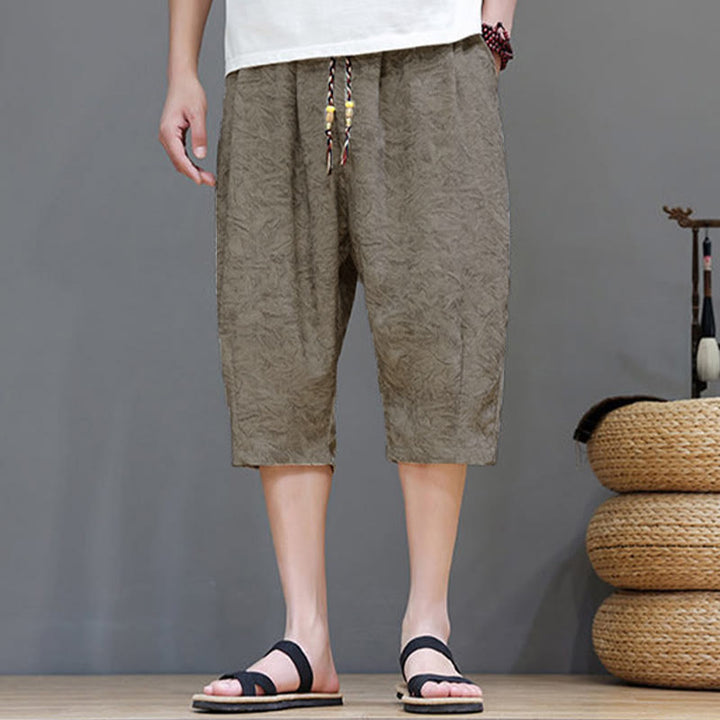 Buddha Stones Pantaloncini da uomo estivi casual in stile boho con coulisse e stampa astratta, con tasca. - image 3