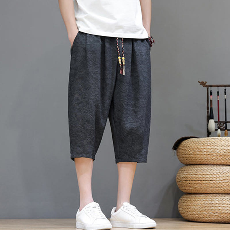 Buddha Stones Pantaloncini da uomo estivi casual in stile boho con coulisse e stampa astratta, con tasca. - image 10