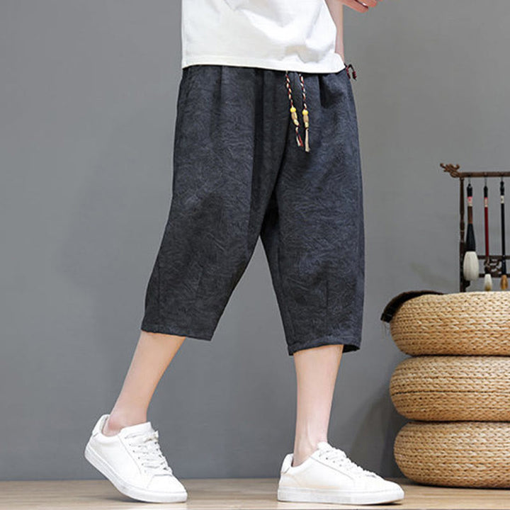 Buddha Stones Pantaloncini da uomo estivi casual in stile boho con coulisse e stampa astratta, con tasca. - image 9