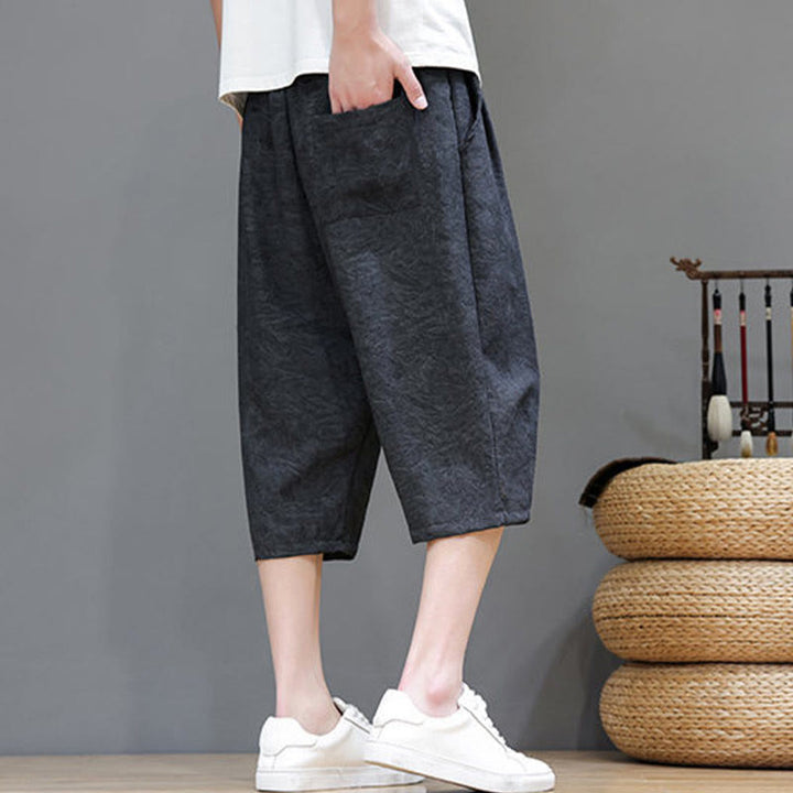 Buddha Stones Pantaloncini da uomo estivi casual in stile boho con coulisse e stampa astratta, con tasca. - image 11