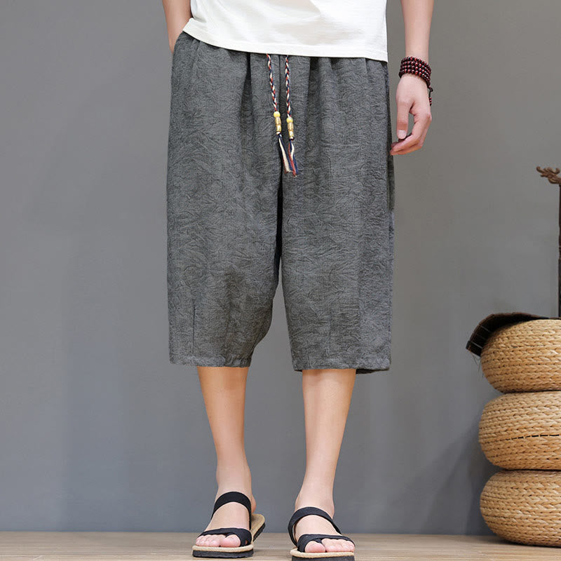 Buddha Stones Pantaloncini da uomo estivi casual in stile boho con coulisse e stampa astratta, con tasca. - Grigio chiaro - US/UK/AU48, EU58 (6XL) - image 13