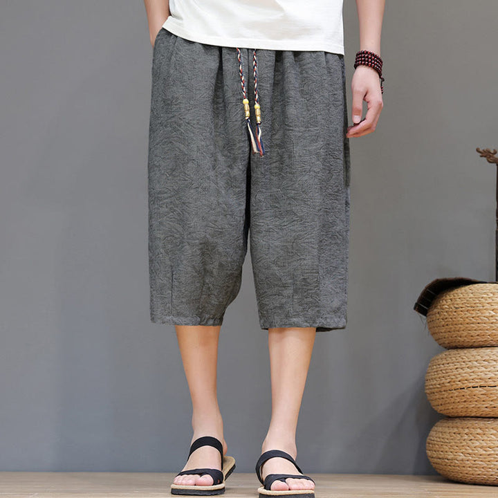 Buddha Stones Pantaloncini da uomo estivi casual in stile boho con coulisse e stampa astratta, con tasca. - Grigio chiaro - US/UK/AU48, EU58 (6XL) - image 13