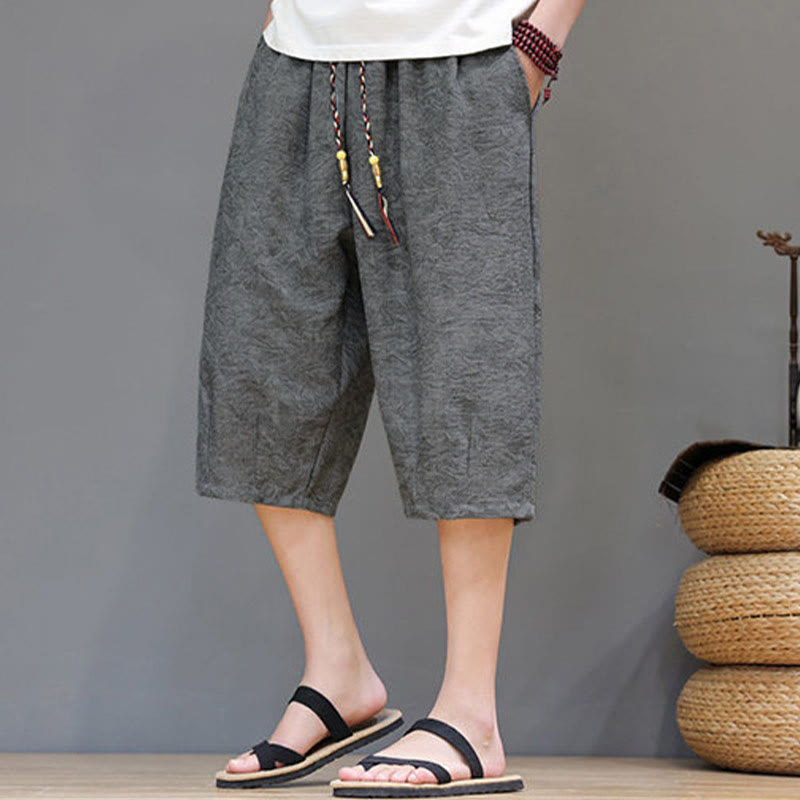 Buddha Stones Pantaloncini da uomo estivi casual in stile boho con coulisse e stampa astratta, con tasca. - image 14