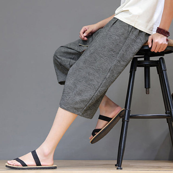 Buddha Stones Pantaloncini da uomo estivi casual in stile boho con coulisse e stampa astratta, con tasca. - image 19