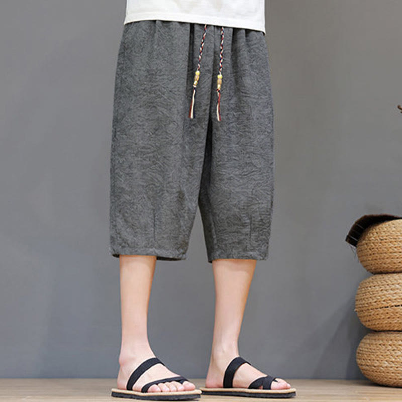 Buddha Stones Pantaloncini da uomo estivi casual in stile boho con coulisse e stampa astratta, con tasca. - image 15