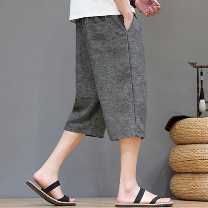 Buddha Stones Pantaloncini da uomo estivi casual in stile boho con coulisse e stampa astratta, con tasca. - image 16