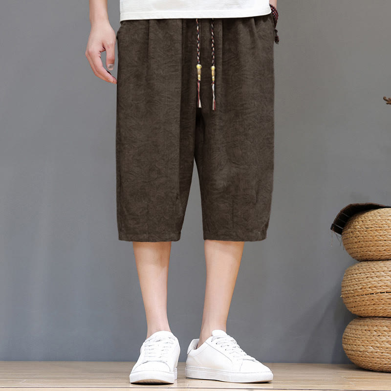 Buddha Stones Pantaloncini da uomo estivi casual in stile boho con coulisse e stampa astratta, con tasca. - Siena - US/UK/AU48, EU58 (6XL) - image 24