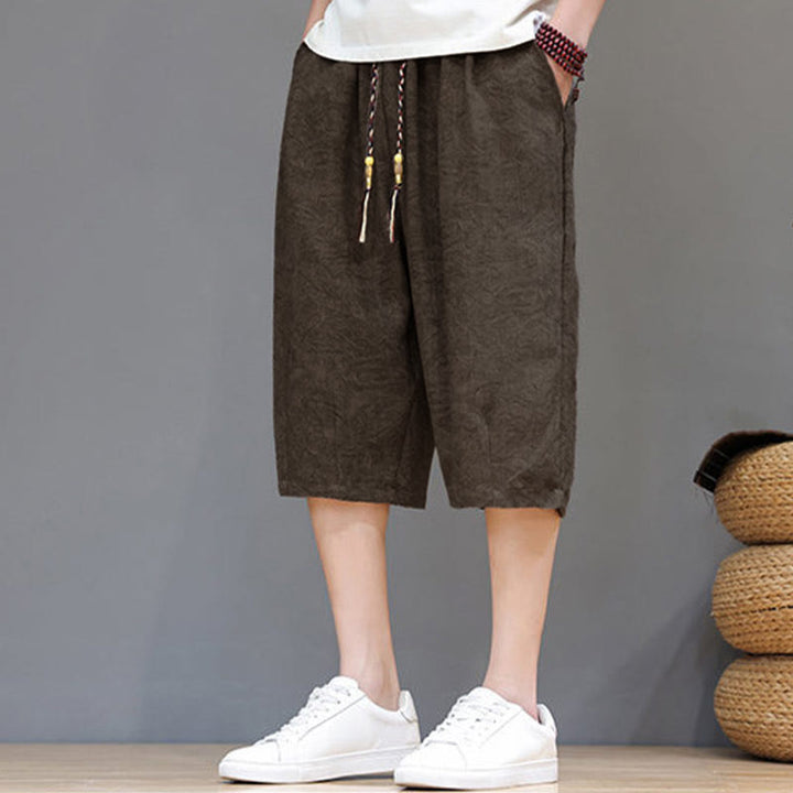 Buddha Stones Pantaloncini da uomo estivi casual in stile boho con coulisse e stampa astratta, con tasca. - image 26