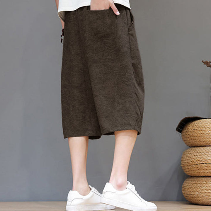 Buddha Stones Pantaloncini da uomo estivi casual in stile boho con coulisse e stampa astratta, con tasca. - image 27