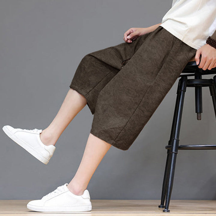Buddha Stones Pantaloncini da uomo estivi casual in stile boho con coulisse e stampa astratta, con tasca. - image 32