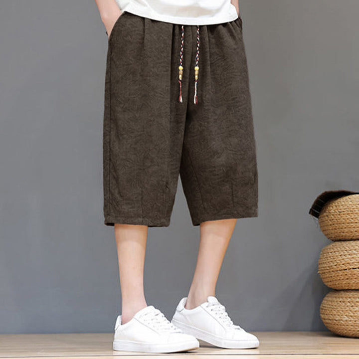 Buddha Stones Pantaloncini da uomo estivi casual in stile boho con coulisse e stampa astratta, con tasca. - image 25
