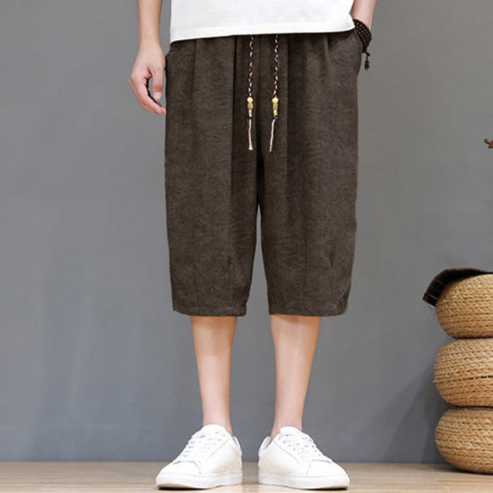 Buddha Stones Pantaloncini da uomo estivi casual in stile boho con coulisse e stampa astratta, con tasca. - image 30