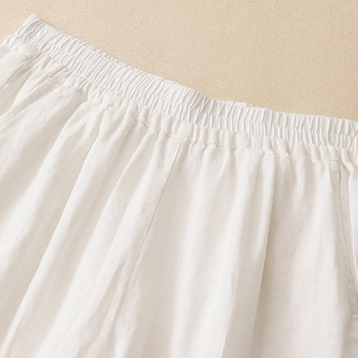 Buddha Stones Pantaloni estivi casual con orlo ricamato a traforo, tinta unita, alla caviglia, pantaloni harem da donna con tasca - image 19
