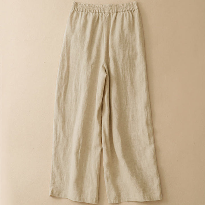 Buddha Stones Pantaloni estivi casual con orlo ricamato a traforo, tinta unita, alla caviglia, pantaloni harem da donna con tasca - image 12