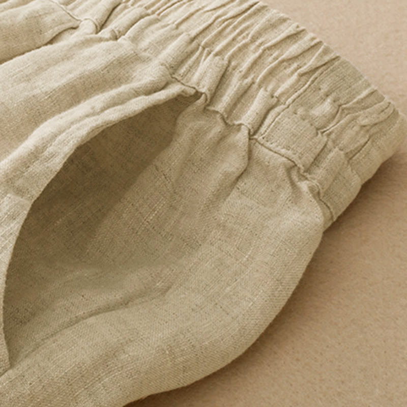 Buddha Stones Pantaloni estivi casual con orlo ricamato a traforo, tinta unita, alla caviglia, pantaloni harem da donna con tasca - image 14