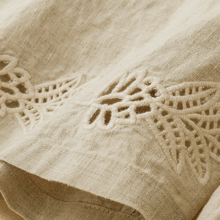 Buddha Stones Pantaloni estivi casual con orlo ricamato a traforo, tinta unita, alla caviglia, pantaloni harem da donna con tasca - image 16