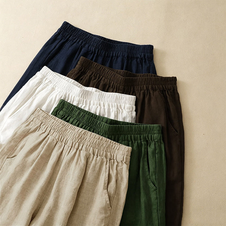 Buddha Stones Pantaloni estivi casual con orlo ricamato a traforo, tinta unita, alla caviglia, pantaloni harem da donna con tasca - image 23
