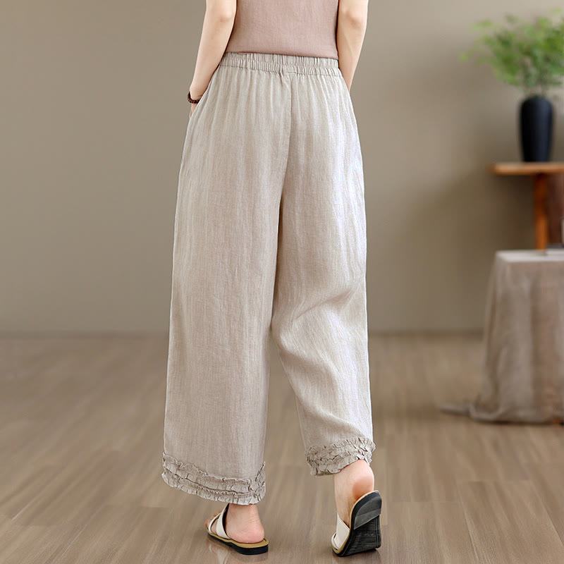 Buddha Stones Pantaloni corti estivi casual con coulisse, tinta unita, da donna, modello harem con tasca - image 4