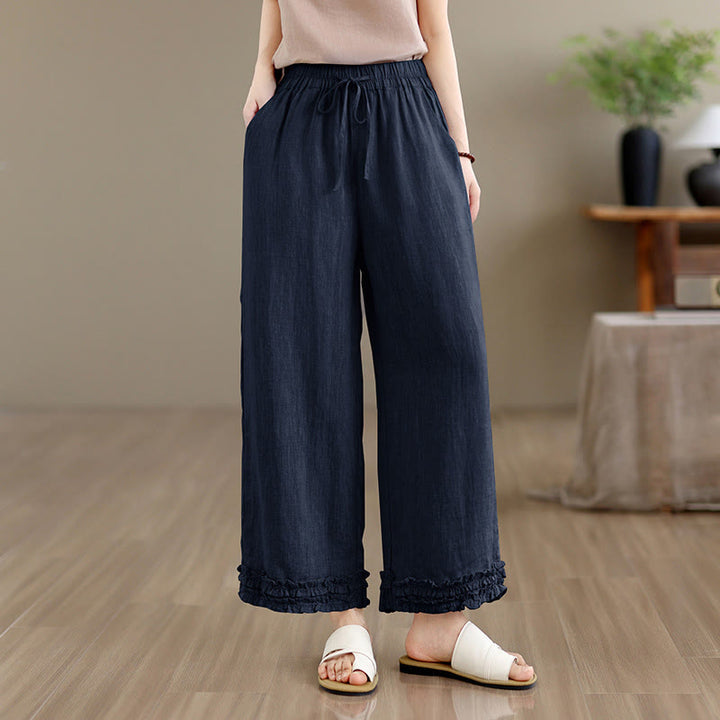 Buddha Stones Pantaloni corti estivi casual con coulisse, tinta unita, da donna, modello harem con tasca - Marina - US8-10, UK/AU12-14, EU40-42 (2XL) - image 10