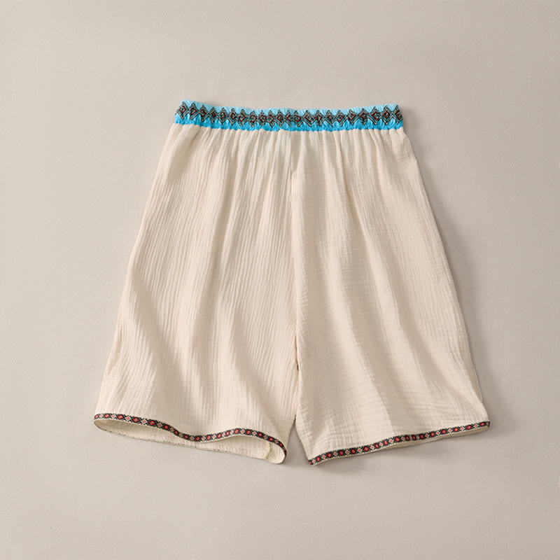 Pantaloncini Bermuda da uomo con coulisse, fantasia geometrica e motivo Buddha Stones, perfetti per l'estate, in stile boho casual, con tasche. - image 1