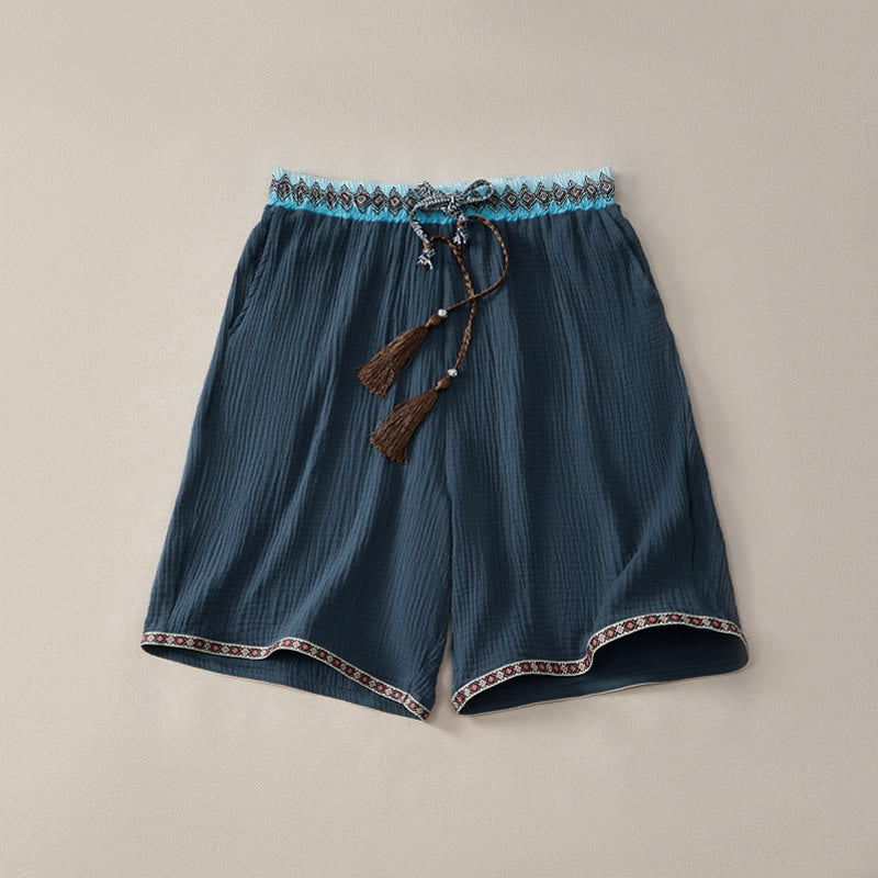 Pantaloncini Bermuda da uomo con coulisse, fantasia geometrica e motivo Buddha Stones, perfetti per l'estate, in stile boho casual, con tasche. - Marina - US/UK/AU44, EU54 (3XL) - image 7