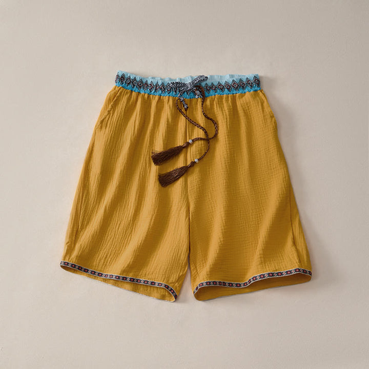 Pantaloncini Bermuda da uomo con coulisse, fantasia geometrica e motivo Buddha Stones, perfetti per l'estate, in stile boho casual, con tasche. - Verga d'oro - US/UK/AU44, EU54 (3XL) - image 14